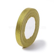 Glitter Metallic Ribbon, Sparkle Ribbon, DIY Material for Organza Bow, Double Sided, Golden Color, Size: about 1/2 inch(12mm) wide, 25yards/roll(22.86m/roll)(X-RS12mmY-G)