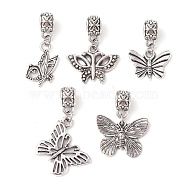 Alloy Pendant Decoration, with Stainless Steel Findings, Butterfly, Antique Silver, 23~33mm(PALLOY-JF02352)