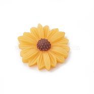 Resin Cabochons, Flower/Daisy, Gold, 23x22x7mm(CRES-N007-10F)