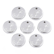 316 Surgical Stainless Steel Charms, Flat Round with Constellation, Stainless Steel Color, Scorpio, 10x2mm, Hole: 1mm(STAS-S116-418J-P)