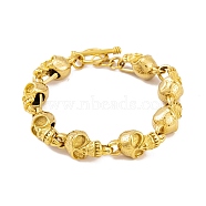 Halloween PVD Vacuum Plating 304 Stainless Steel Skull Link Chain Bracelets for Women Men, Golden, 8-7/8 inch(22.5cm)(BJEW-L461-03G-02)