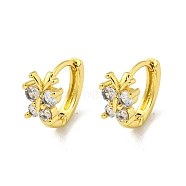 Brass Micro Pave Cubic Zirconia Hoop Earring, Real 18K Gold Plated, Butterfly, Clear, 13.5x7.5mm(EJEW-C088-21G-01)