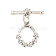 Brass Toggle Clasps, Ring, Platinum, Rin: 14x11x2mm, Hole: 0.8mm, Bar: 17x5x2.5mm, Hole: 0.8mm(KK-A223-11P)