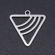 201 Stainless Steel Pendants, Laser Cut Pendants, Triangle, Stainless Steel Color, 18x18x1mm, Hole: 1.5mm(STAS-T054-JN787-1)