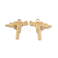 Ion Plating(IP) 304 Stainless Steel Pendants, Gun Charm, Real 18K Gold Plated, 25x25x2.5mm, Hole: 3mm(STAS-B031-23G)
