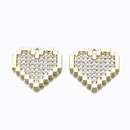 Alloy Crystal Rhinestone Pendants, Heart, Cadmium Free & Lead Free, Light Gold, 21x22.5x2.5mm, Hole: 1.5mm(X-PALLOY-T067-181LG-RS)
