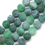 Natural Weathered Agate Bead Strands, Frosted, Dyed, Round, Sea Green, 7.5~8mm, Hole: 1.2~1.4mm, about 49pcs/strand, 15.5 inch(G-S237-8mm-06)