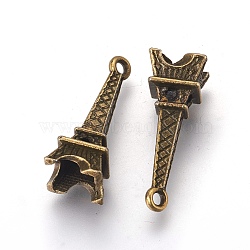 Tibetan Style Alloy Pendants, Eiffel Tower Charm for Bracelet Making, Lead Free and Cadmium Free, Antique Bronze Color, 24x8x7mm, Hole: 1.5mm(EA9450Y-AB)