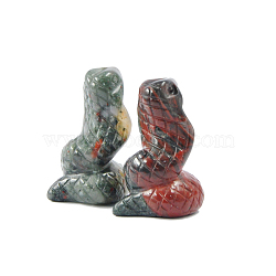 Natural Bloodstone Sculpture Display Decorations, for Home Office Desk, Snake, 31.3x40.7mm(G-PW0004-37C)