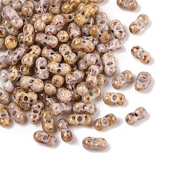 Picasso Glass Seed Beads, Round Hole, Peanut, BurlyWood, 6x3~3.5x3mm, Hole: 1.1mm, 110pcs/set(SEED-Q038-02C)