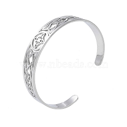 Hollow Out Knot 304 Stainless Steel Open Cuff Bangles for Women, Stainless Steel Color, Inner Diameter: 2-3/8 inch(6.1cm)(BJEW-G701-02P)
