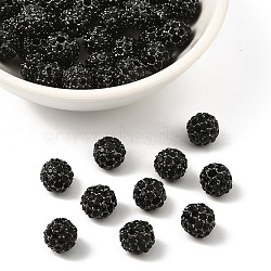 Alloy Beads, with Rhinestones, Grade A, Round, Gunmetal, Size: about 8mm in diameter, hole: 2mm(RB-Q059-7)