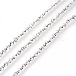 Tarnish Resistant 304 Stainless Steel Cable Chains, Soldered, with Spool, Flat Oval, Stainless Steel Color, 3x2x0.6mm, about 164.04 Feet/roll(50m/roll)(CHS-R002-0.6mm)