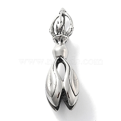 304 Stainless Steel Big Pendants, Lotus Charm, Antique Silver, 69x21x21mm, Hole: 15x7mm(STAS-Z098-01AS)