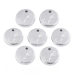 Non-Tarnish 316 Surgical Stainless Steel Charms, Flat Round with Constellation, Stainless Steel Color, Scorpio, 10x2mm, Hole: 1mm(STAS-S116-418J-P)