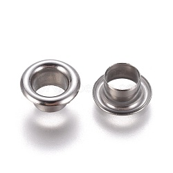 European Style 201 Stainless Steel Eyelet Core, Grommet for Large Hole Beads, Flat Round, Stainless Steel Color, 9x4mm, Hole: 5mm(STAS-E474-09B-P)