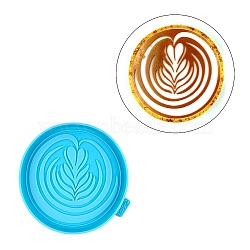 Silicone Cup Mat Molds, Resin Coaster Molds, for UV Resin & Epoxy Resin Craft Making, Flat Round, Leaf Pattern, 105x9mm(DIY-M039-05B)