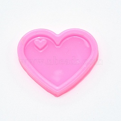 DIY Silicone Molds, Resin Casting Molds, For UV Resin, Epoxy Resin Key Chain Making, Heart, Hot Pink, 43x50x7mm(DIY-TAC0018-22)