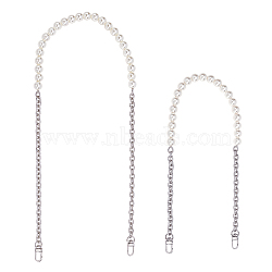 CHGCRAFT 2Pcs Bag Handles, with Imitation Pearl Beads and Zinc Alloy Clasps, for Bag Replacement Accessories, Platinum, 60.7~80.5cm(FIND-CA0003-58)