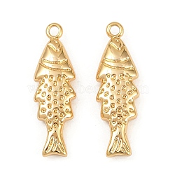 Ocean Theme Brass Pendants, Long-Lasting Plated, Nickel Free, Real 18K Gold Plated, Fish, 23x7x3mm, Hole: 1.5mm(X1-KK-F902-07J-G)
