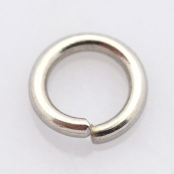 Tarnish Resistant 304 Stainless Steel Open Jump Rings, Stainless Steel Color, 9x1mm, 18 Gauge, Inner Diameter: 7mm