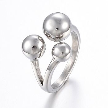 304 Stainless Steel Finger Rings, Round, Stainless Steel Color, Size 6~9, 16~19mm