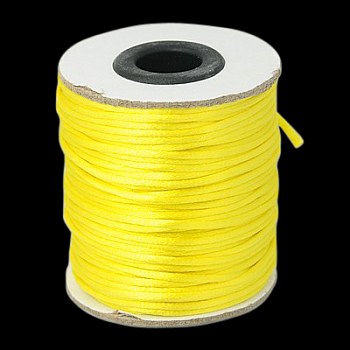 Nylon Cord, Satin Rattail Cord, for Beading Jewelry Making, Chinese Knotting, Yellow, 2mm, about 50yards/roll(150 feet/roll)
