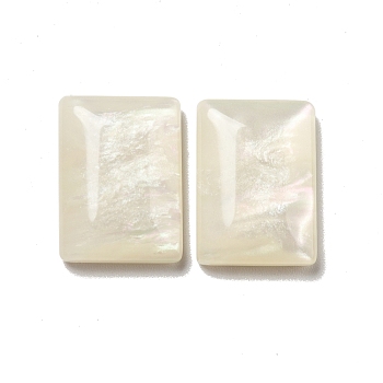 Resin Cabochons, Pearlized, Imitation Cat Eye, Rectangle, Seashell Color, 18x13x4.5mm