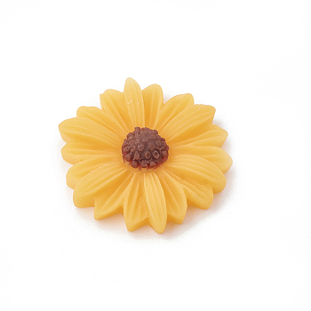 Resin Cabochons, Flower/Daisy, Gold, 23x22x7mm