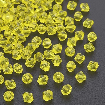 Transparent Acrylic Beads, Faceted, Bicone, Yellow, 5x4.5mm, Hole: 1.2mm, about 12160pcs/500g