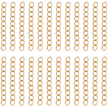 100Pcs Ion Plating(IP) 304 Stainless Steel Chain Extender, Real 18K Gold Plated, 30mm