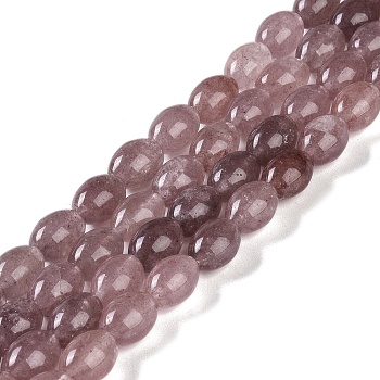 Natural Strawberry Quartz Beads Strands, Oval, 12x8.5mm, Hole: 0.8mm, about 32pcs/strand, 15.35''~15.75''(39~40cm)