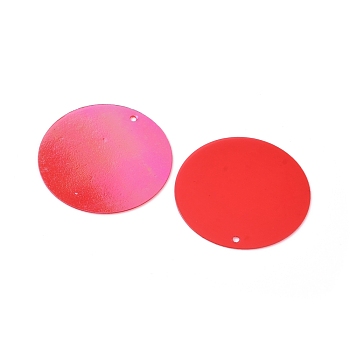 Ornament Accessories, Iridescent PVC Plastic Paillette/Sequins Pendants, Flat Round, Red, 29~30x0.2mm, Hole: 1.5mm