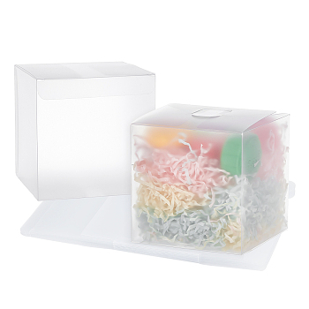 Transparent Plastic Boxes, Square, White, Finished Product: 10x10x10cm, 29.2x20x0.1cm