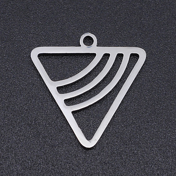 201 Stainless Steel Pendants, Laser Cut Pendants, Triangle, Stainless Steel Color, 18x18x1mm, Hole: 1.5mm