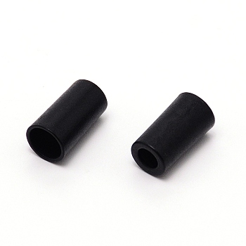 Zinc Alloy Cord Ends, End Caps, Column, Electrophoresis Black, 14x7.5mm, Hole: 4mm, Inner Diameter: 6mm