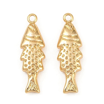 Ocean Theme Brass Pendants, Long-Lasting Plated, Nickel Free, Real 18K Gold Plated, Fish, 23x7x3mm, Hole: 1.5mm