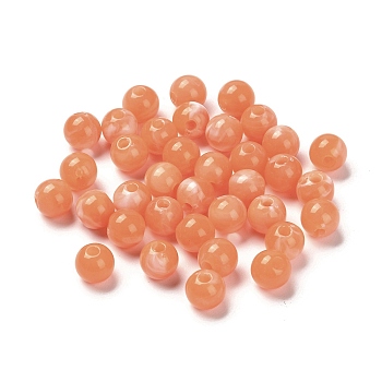 Imitation Jade Acrylic Beads, Round, Coral, 8mm, Hole: 1.8mm, about 1886pcs/500g