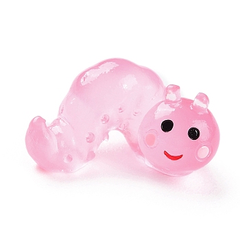 Luminous Resin Worm Ornament, Glow in The Dark, Micro Landscape Garden Decoration, Hot Pink, 13x25x20mm