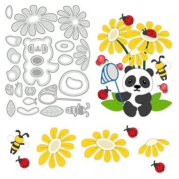Carbon Steel Cutting Dies Stencils, for DIY Scrapbooking, Photo Album, Decorative Embossing Paper Card, Stainless Steel Color, Panda, 159x120x0.8mm