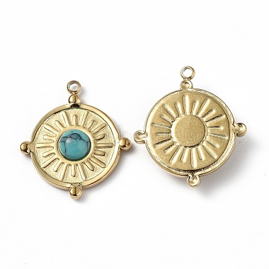 Vacuum Plating 201 Stainless Steel Natural Turquoise Pendants(STAS-C064-VC891)-2