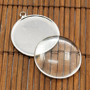 Couvercle transparent transparent 25mm bombé cabochon de verre pour création du laiton photo pendentif (KK-X0021-NF)-5