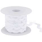 12.5M Wave Bending Fringe Trim, Sewing Ribbon, for Cloth Dress DIY Making Decorate, with 1Pc Plastic Empty Spools, White, 1/4 inch~3/8 inch(5~8.5mm), about 13.67 Yards(12.5m)/Set(OCOR-LP0001-13A)
