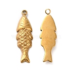 Ion Plating(IP) 304 Stainless Steel Pendants, Fish Charm, Golden, 23x7x2.5mm, Hole: 1.5mm(X-STAS-Q001-03G)