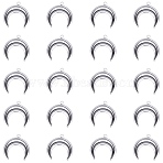 20Pcs 304 Stainless Steel Pendants, Double Horn/Crescent Moon, Stainless Steel Color, 18x18.5x3.5mm, Hole: 1.5mm(STAS-SZ0003-35)
