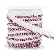10 Yards Polyester Ribbon, Single Edge with Diagonal Stripe, for Garment Accessories, Dark Red, 3/8 inch(10mm)(OCOR-BC0005-57A)
