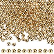 304 Stainless Steel Beads, Round, Golden, 4x3.5mm, Hole: 1.6mm, 300pcs/box(STAS-SC0006-92C)