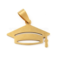 201 Stainless Steel Pendants, Doctorial Hat, Golden, 23x28x1.5mm, Hole: 8x4mm(STAS-D190-08G)