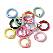 Spray Painted Alloy Spring Gate Rings, Ring with Heart, Mixed Color, 28.5x26.5x4mm(PALLOY-R141-02)