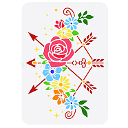 Plastic Drawing Painting Stencils Templates, for Painting on Scrapbook Fabric Tiles Floor Furniture Wood, Rectangle, Flower Pattern, 29.7x21cm(DIY-WH0396-227)